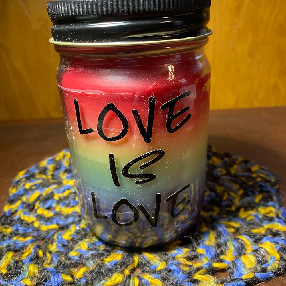 NWT 🌈 Love Is Love Hand-Poured Soy Rainbow Candle. 🌈